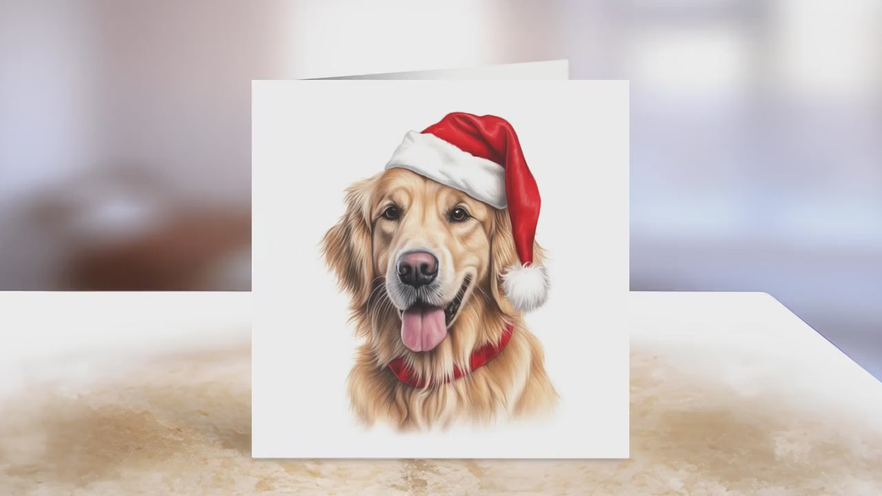 Golden Retriever Christmas Card | Greeting card for dog lover | Single card blank on the inside