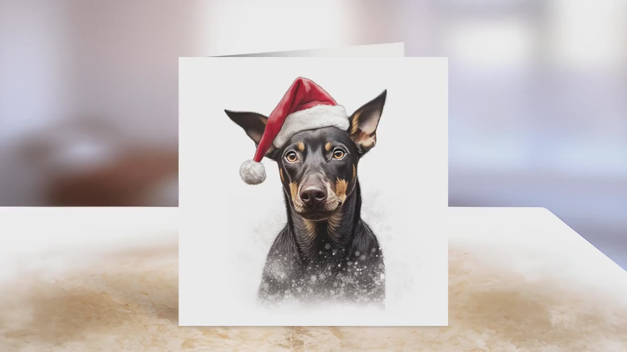 Manchester Terrier Christmas Card | Greeting card for dog lover | Single card blank on the inside