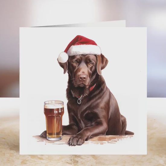 Chocolate Labrador Christmas Card | Greeting card for dog lover | Single card blank on the inside