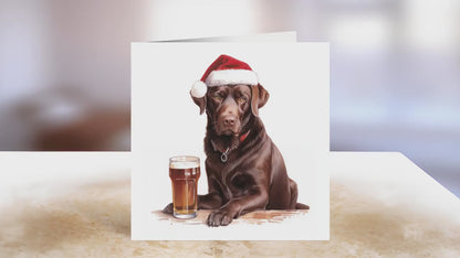 Chocolate Labrador Christmas Card | Greeting card for dog lover | Single card blank on the inside