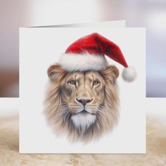 Lion Christmas Card | Greeting card for Lion lover | Single card blank on the inside