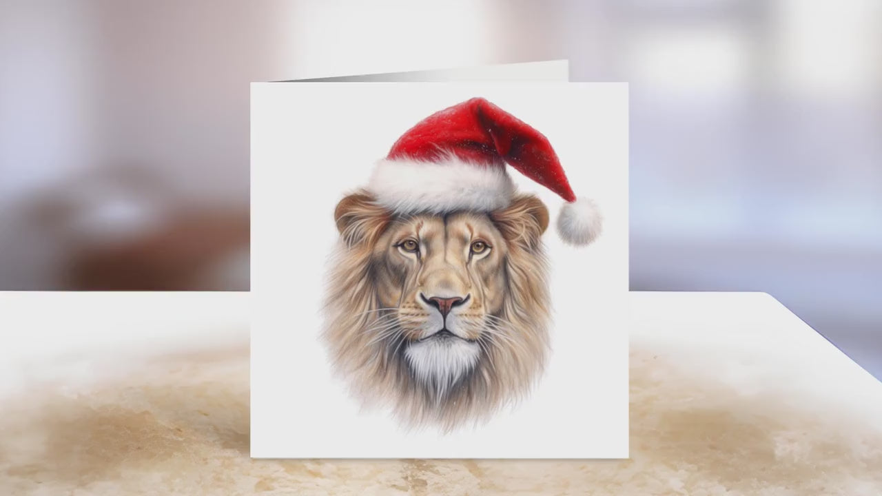 Lion Christmas Card | Greeting card for Lion lover | Single card blank on the inside