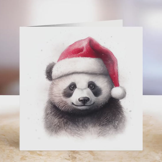 Panda Christmas Card | Greeting card for Panda lover | Single card blank on the inside