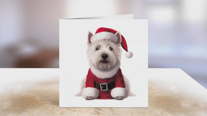 West Highland Terrier Christmas Card | Greeting card for dog lover | Single card blank on the inside