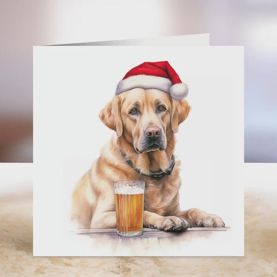 Golden Labrador Christmas Card | Greeting card for dog lover | Single card blank on the inside