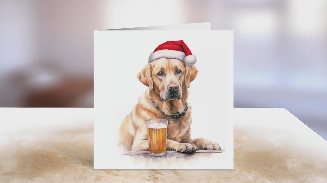 Golden Labrador Christmas Card | Greeting card for dog lover | Single card blank on the inside