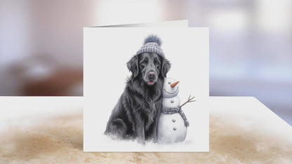 Flat-Coated Retriever Christmas Card | Greeting card for dog lover | Single card blank on the inside