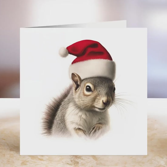 Squirrel Christmas Card | Greeting card for Squirrel lover | Single card, blank on the inside