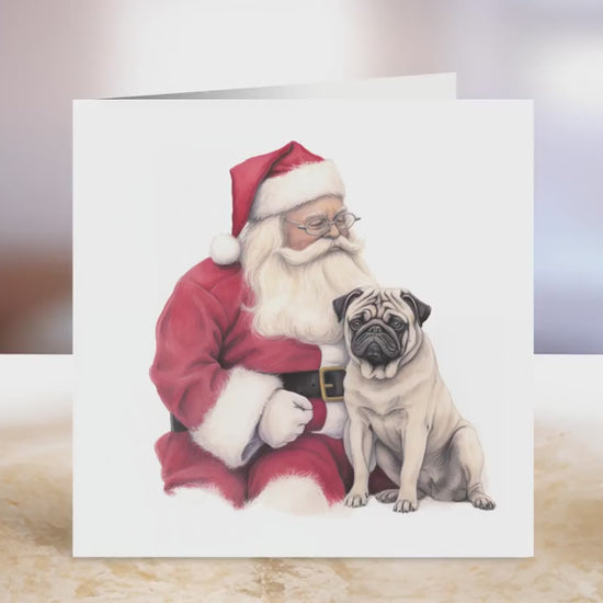 Pug Christmas Card | Greeting card for dog lover | Single card blank on the inside