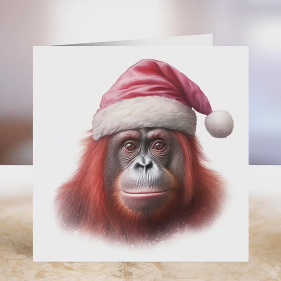 Orangutan Christmas Card | Greeting card for Orangutan lover | Single card blank on the inside