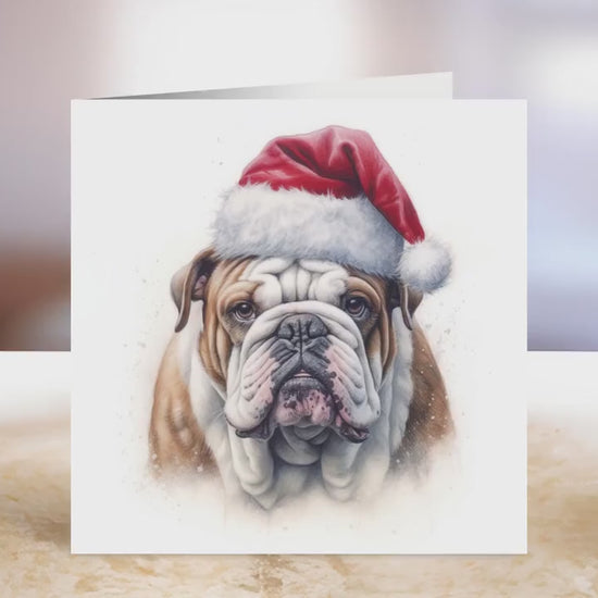 English Bulldog Christmas Card | Greeting card for dog lover | Single card blank on the inside