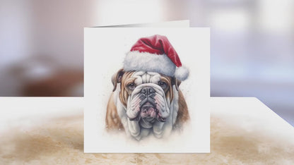 English Bulldog Christmas Card | Greeting card for dog lover | Single card blank on the inside