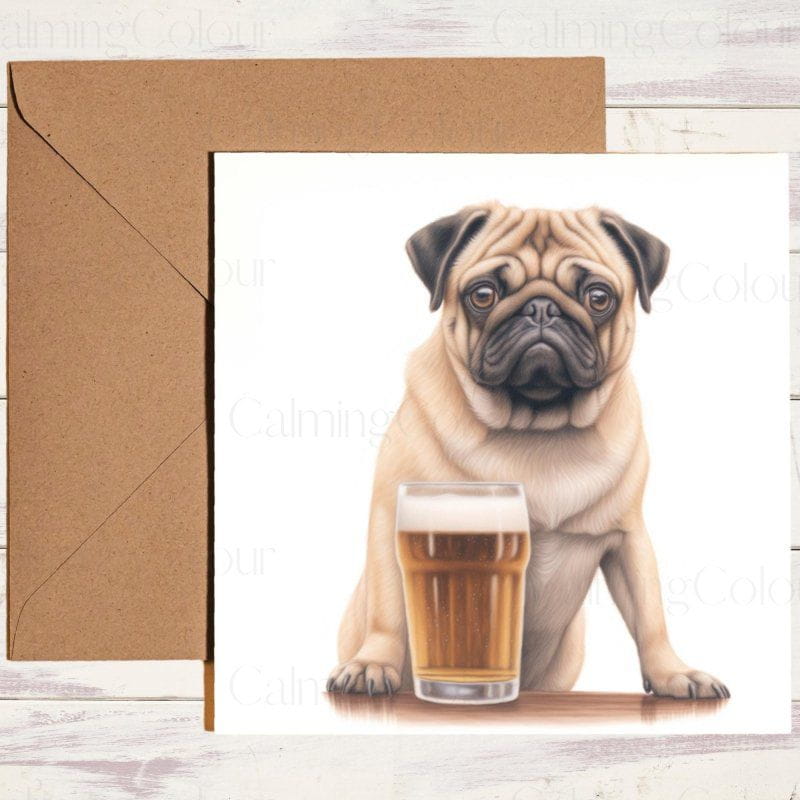 Pug Father's Day Card | Dad Greetings | With Love | Father's Day