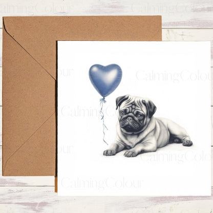Pug Greeting Card Father's Day Card | With Love | Father's Day