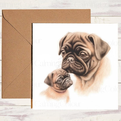 Pug Mother's Day with Love | Dog Greeting Card for Mum | Mother's Day Card