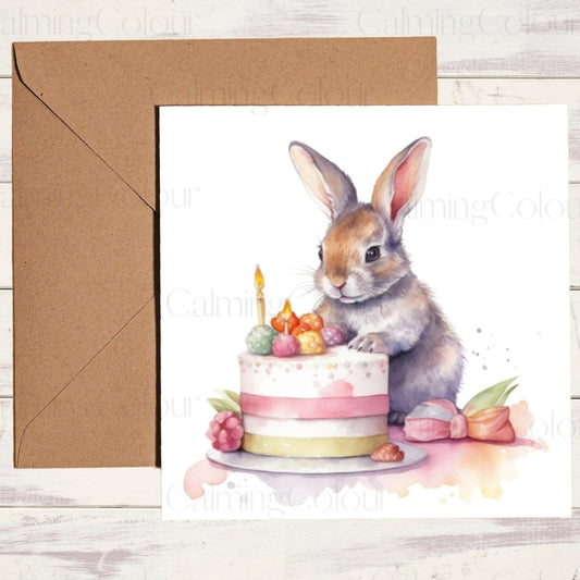 Rabbit Greeting Card | Birthday Card | Calming Colour