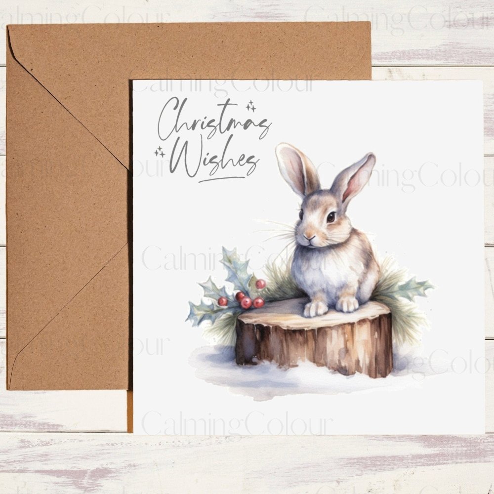 Rabbit in the Snow | Christmas Card | Animal Lovers | Calming Colour