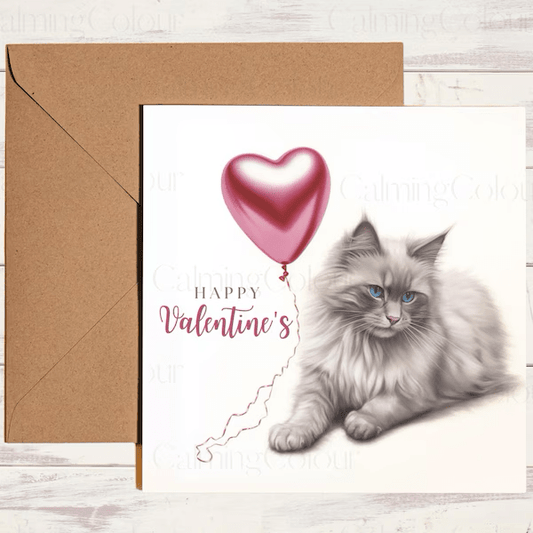 Ragdoll | Red Balloon | Valentine's Card | Valentine's Day