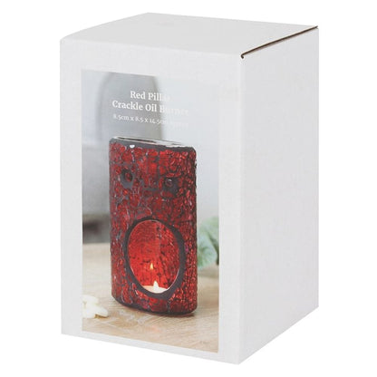 Red Pillar Crackle Glass Oil Burner | Calming Colour