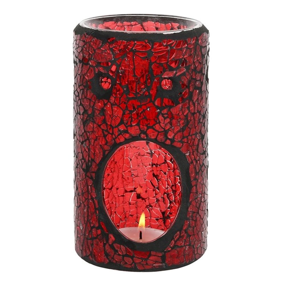 Red Pillar Crackle Glass Oil Burner | Calming Colour