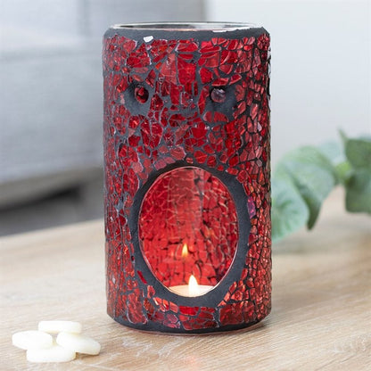 Red Pillar Crackle Glass Oil Burner | Calming Colour