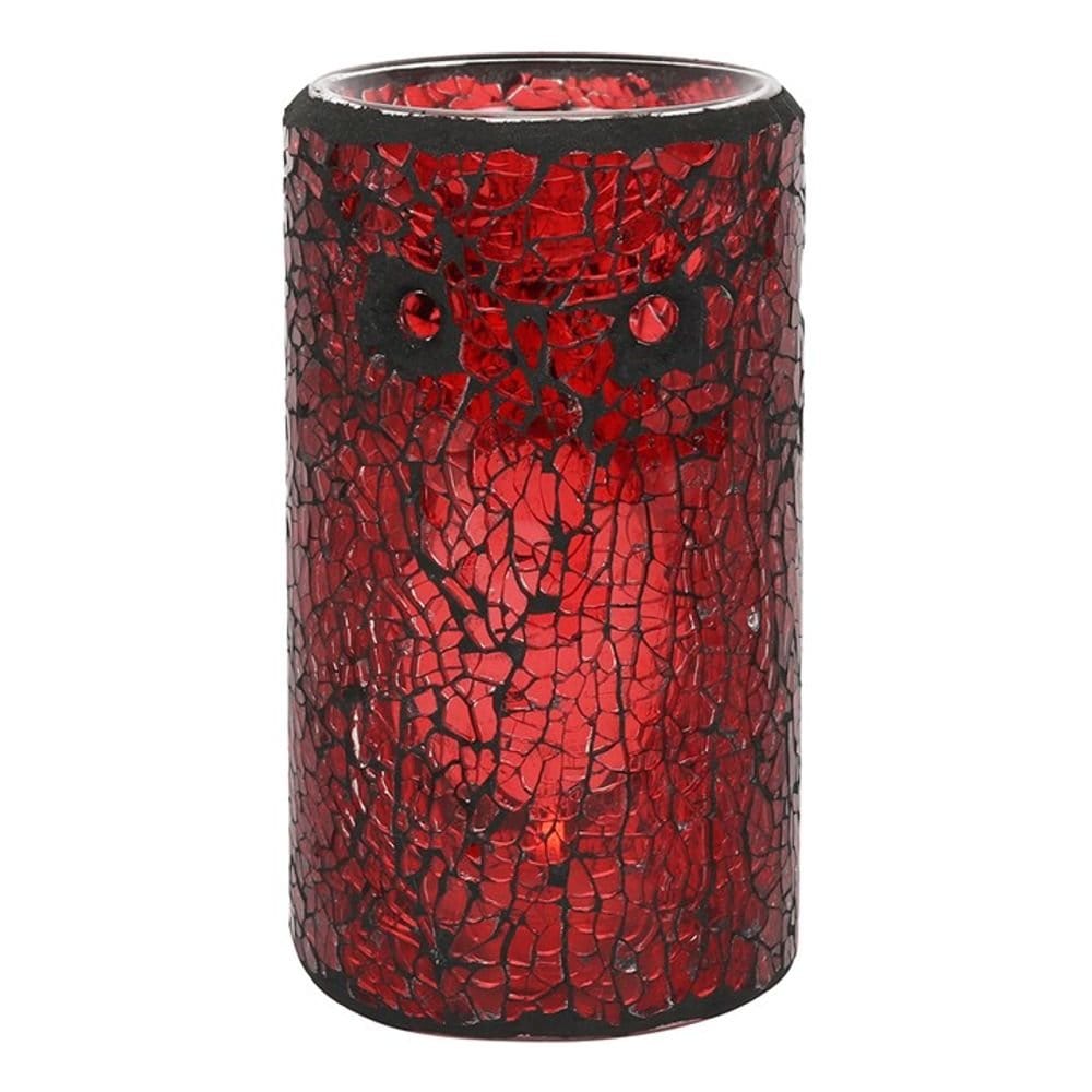 Red Pillar Crackle Glass Oil Burner | Calming Colour