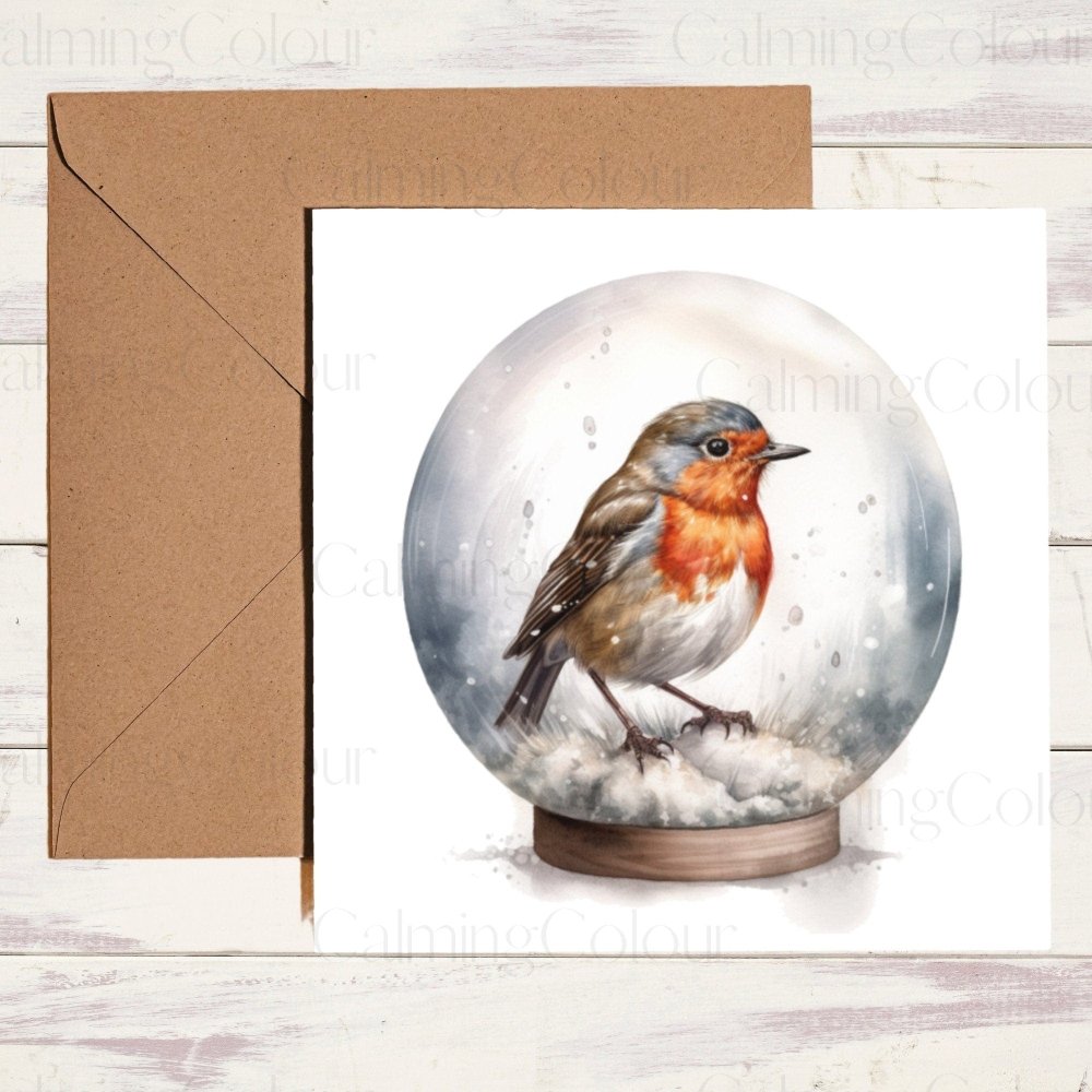 Red Robin in Snow Globe | Christmas Card | Christmas Card