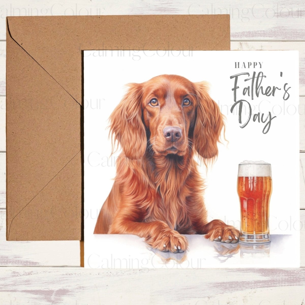 Red Setter Father's Day Card | Single Card | Calming Colour