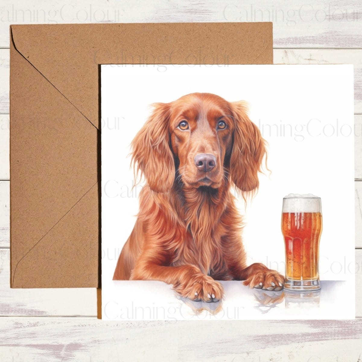 Red Setter Father's Day Card | Single Card | Calming Colour