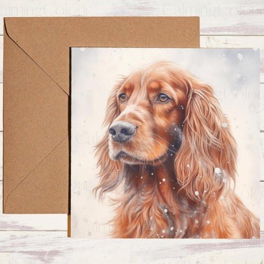 Red Setter in the Snow | Christmas Card | Christmas Card