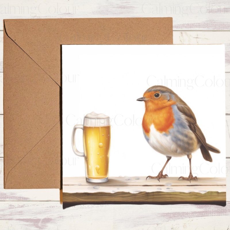 Robin with a Pint Father's Day Card | With Love | Father's Day