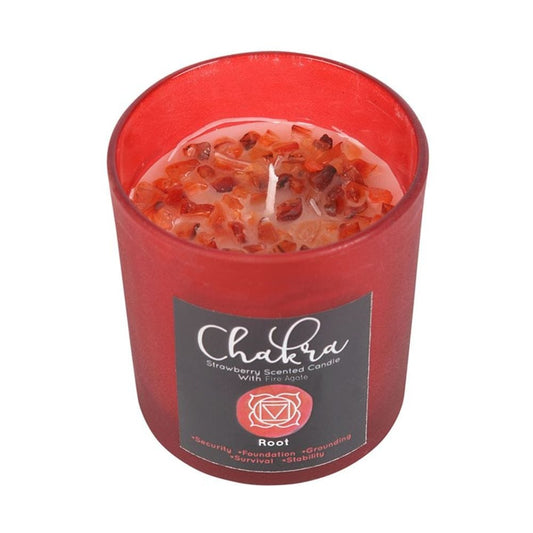 Root Chakra Strawberry Crystal Chip Candle | Calming Colour