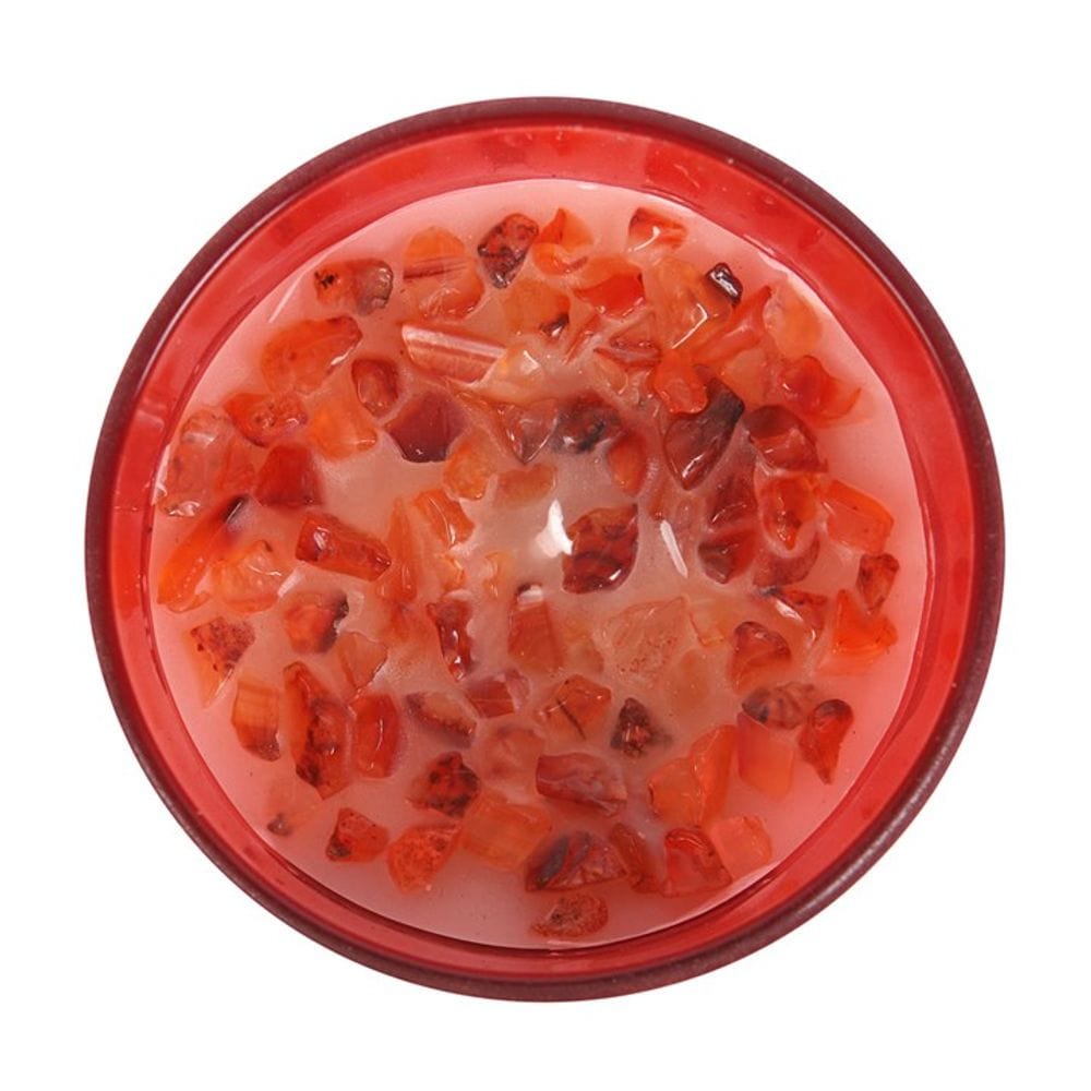 Root Chakra Strawberry Crystal Chip Candle | Calming Colour