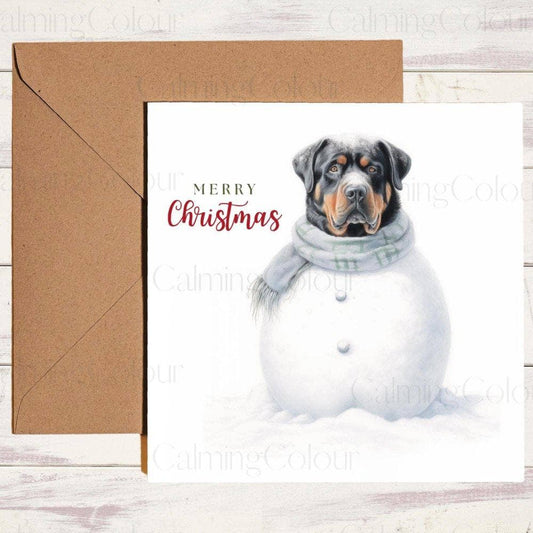 Rottweiler as a Snowman | SnowDog | Christmas Card | Christmas Card