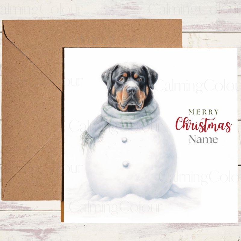 Rottweiler Snowman Christmas Card | Christmas Card