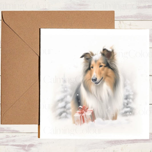 Rough Collie Christmas Card | Festive Greeting | Christmas Card