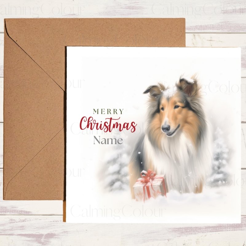 Rough Collie Christmas Card | Festive Greeting | Christmas Card