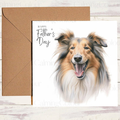 Rough Collie Father's Day Card | Single Card | Calming Colour