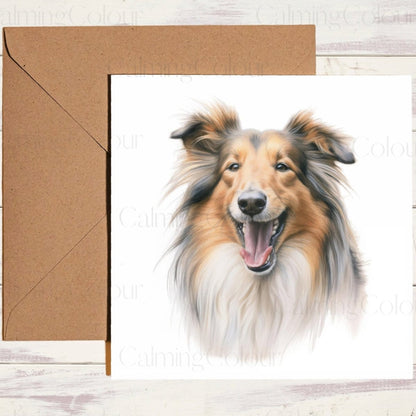 Rough Collie Father's Day Card | Single Card | Calming Colour