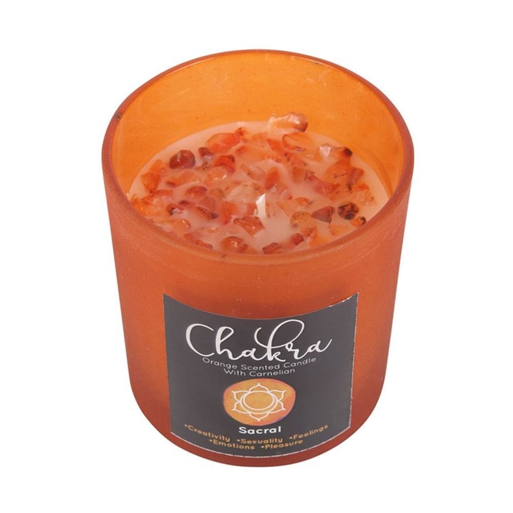 Sacral Chakra Orange Crystal Chip Candle | Calming Colour