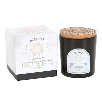 Scorpio Black Oudh Gemstone Zodiac Candle | Calming Colour