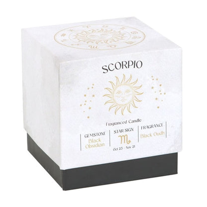 Scorpio Black Oudh Gemstone Zodiac Candle | Calming Colour