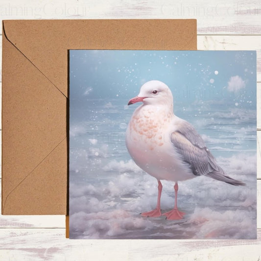 Seagull in Snowy Scene | Christmas Card | Christmas Card