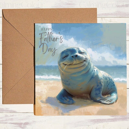 Seal Father's Day Card | Card for Seal Lover | Calming Colour