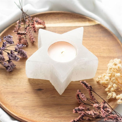 Selenite Star Tealight Holder | Calming Colour