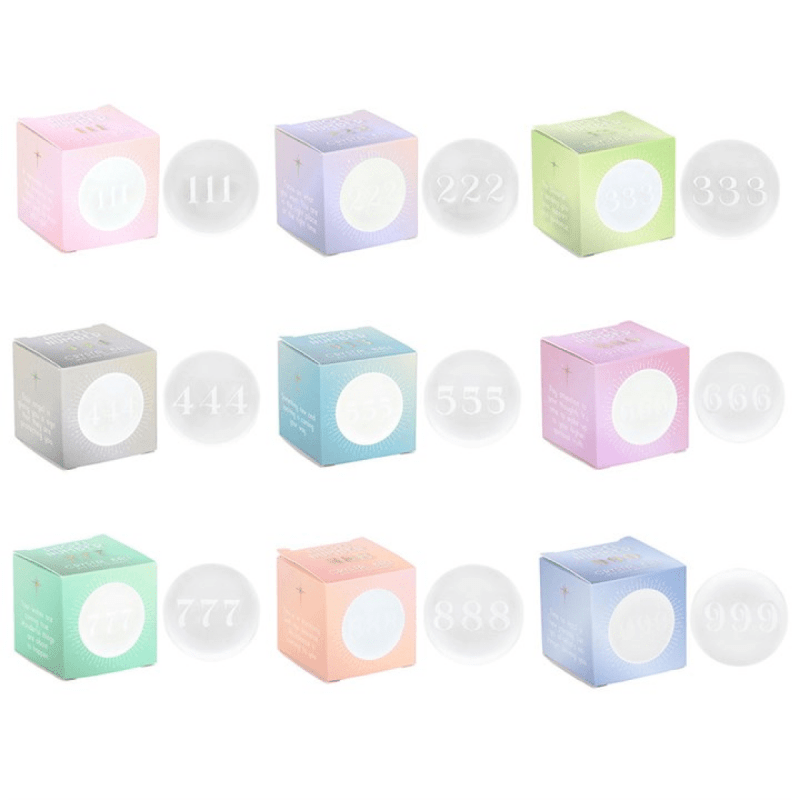 Set of 9 Angel Number Crystal Balls | Spiritual Guidance Gift | Figurine