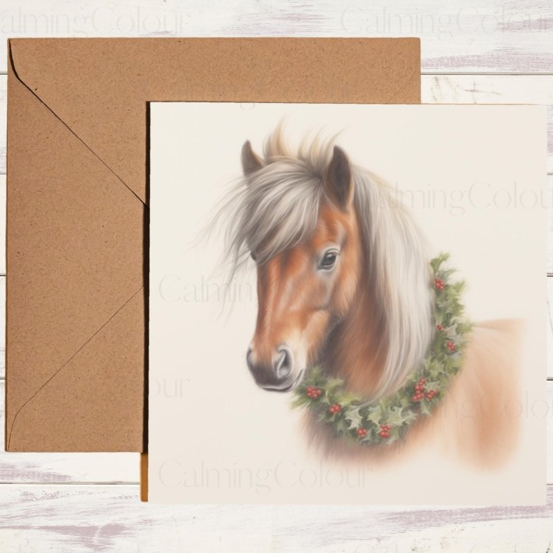 Shetland Pony | Festive Christmas Card | Christmas Card