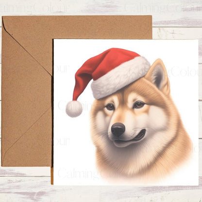 Shiba Inu | Wearing Santa Hat Christmas Card | Christmas Card