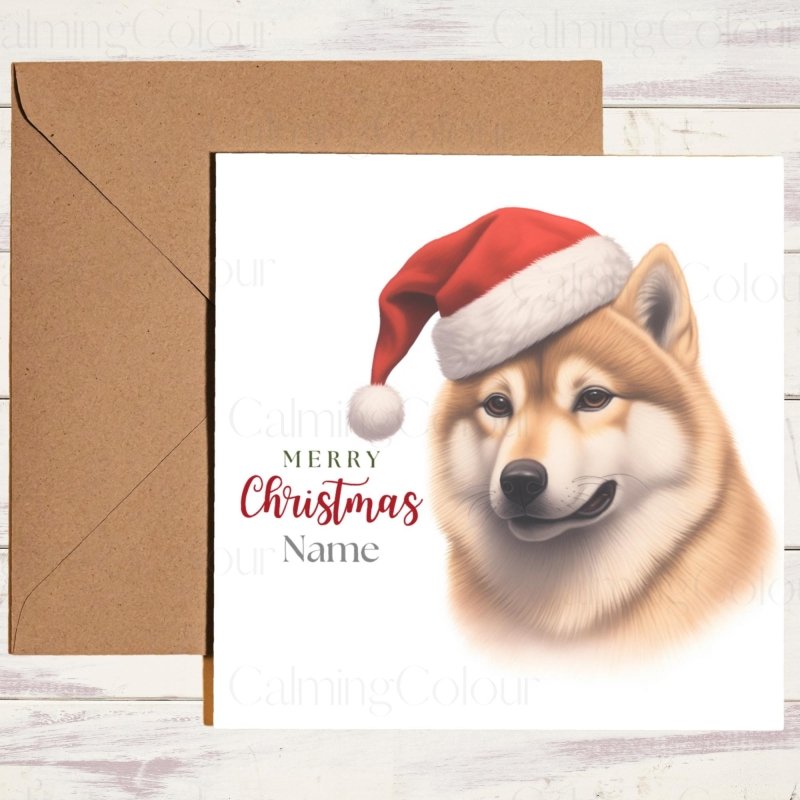 Shiba Inu | Wearing Santa Hat Christmas Card | Christmas Card