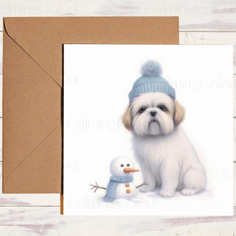 Shih Tzu Among the Snowflakes | Christmas Card | Christmas Card